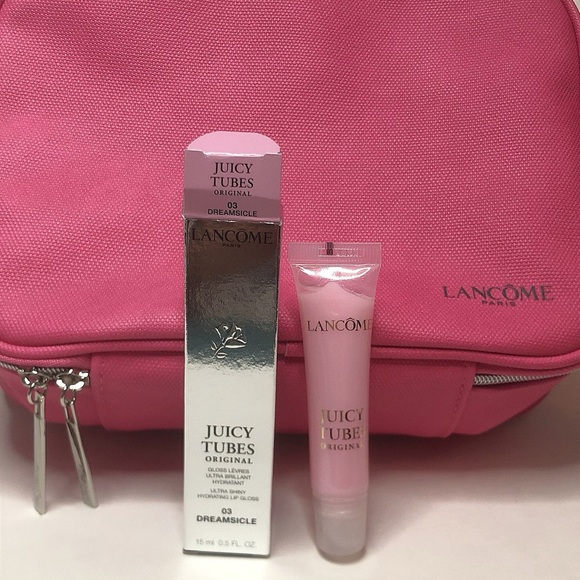 New Lancome 7-Piece Absolue Genifique Skincare Makeup Set Pink Bag - Picture 3 of 5